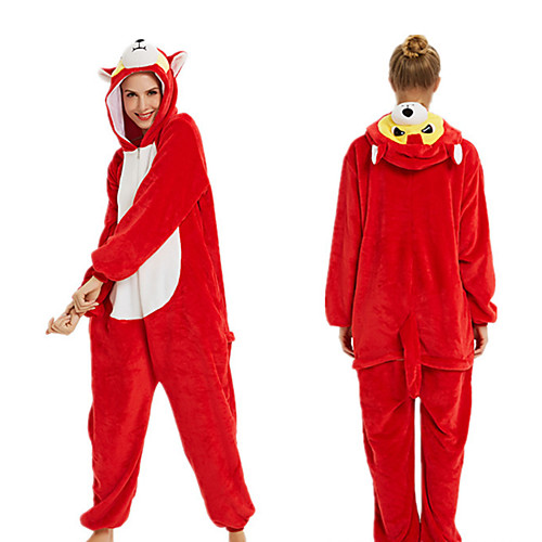 

Adults' Kigurumi Pajamas Fox Onesie Pajamas Flannel Fabric Red Cosplay For Men and Women Animal Sleepwear Cartoon Festival / Holiday Costumes