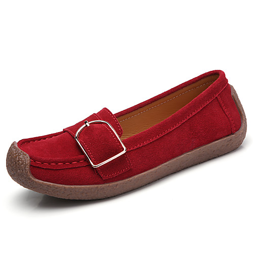 

Women's Loafers & Slip-Ons Summer Flat Heel Round Toe Casual Daily Suede Walking Shoes Black / Red / Blue
