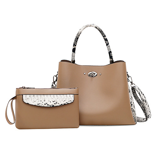 

Women's Zipper PU Bag Set Color Block 2 Pieces Purse Set Black / Yellow / Khaki / Snakeskin