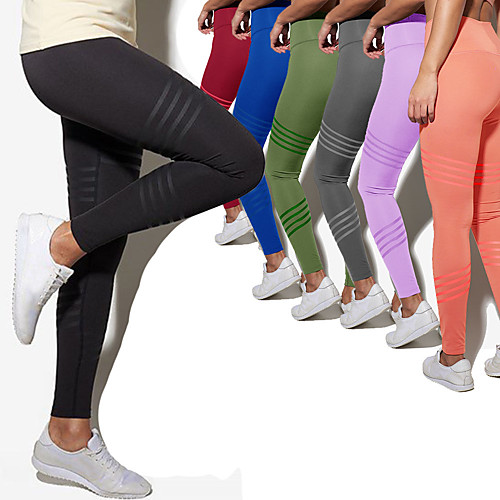 

Women's High Rise Yoga Pants Solid Color Black Purple Green Red Pink Fitness Gym Workout Tights Leggings Sport Activewear Breathable Moisture Wicking Butt Lift Tummy Control High Elasticity Skinny