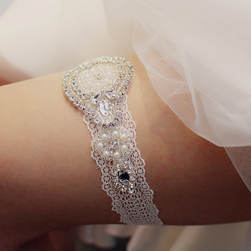 

Lace Wedding / Simple Style Wedding Garter With Crystal / Lace Garters Wedding Party