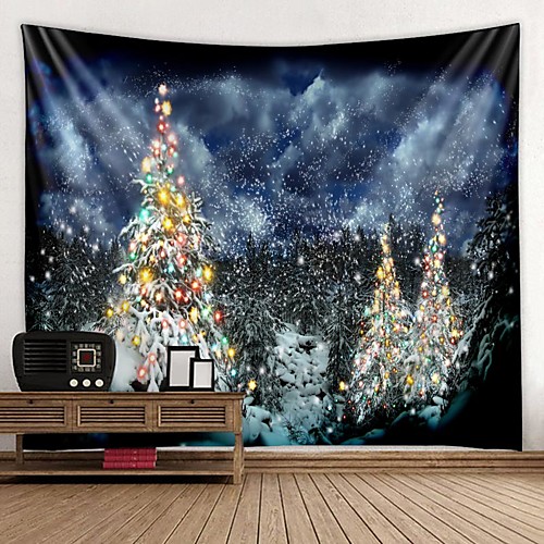 

Christmas Santa Claus Holiday Party Wall Tapestry Art Decor Blanket Curtain Hanging Home Bedroom Living Room Decoration Tree Snow