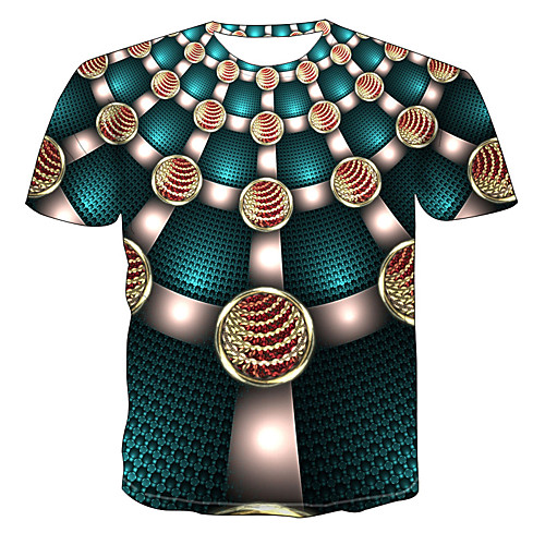 

Men's 3D T-shirt Daily Round Neck Green / Short Sleeve