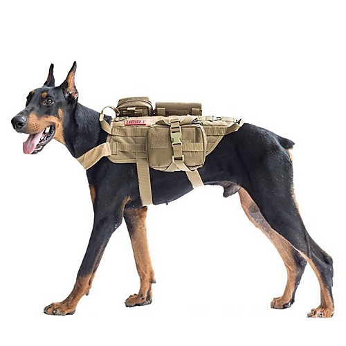 

Dog Harness Tactical Harness Adjustable Size Vest Outdoor Camouflage Solid Colored Nylon Black Jade