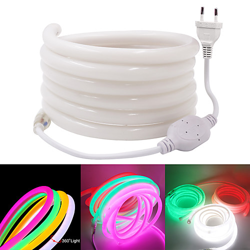 

5m Round Neon Flexible LED Light Strips 600 LEDs EL 14mm Warm White White Red Waterproof Cuttable Advertising Fonts Advertising Signboard DIY Party 220 V 1 set