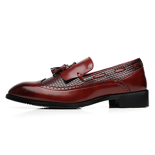 

Men's Formal Shoes Leather Shoes Fall / Fall & Winter Casual Daily Office & Career Loafers & Slip-Ons Walking Shoes Leather Non-slipping Wear Proof Wine / Black / Brown / Tassel / Tassel