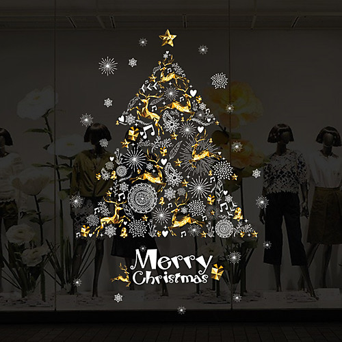 

XH9293 Christmas Elk Shaped Christmas Tree Window Glass Background Decoration Removable Sticker