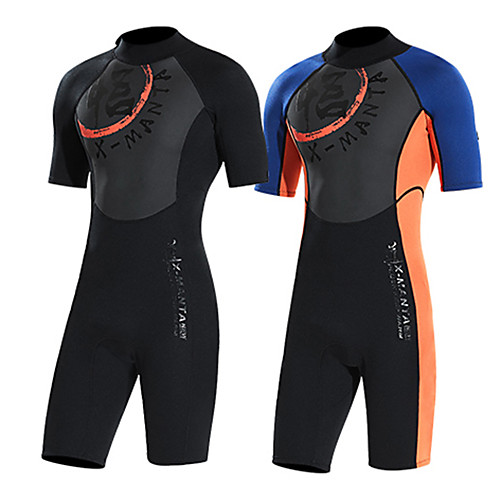 

Dive&Sail Men's Shorty Wetsuit 1.5mm CR Neoprene Diving Suit Anatomic Design High Elasticity Short Sleeve Back Zip Patchwork Autumn / Fall Spring Summer