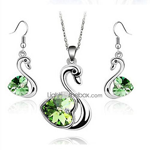 

Women's Drop Earrings Pendant Necklace Classic Heart Precious Unique Design Fashion Silver Plated Earrings Jewelry Green / Blue For Party Daily Street Holiday 1 set