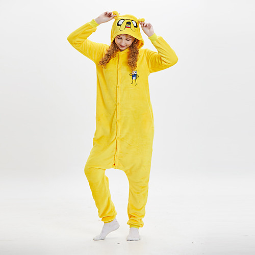 

Adults' Kigurumi Pajamas Dog Onesie Pajamas Flannel Fabric Yellow Cosplay For Men and Women Animal Sleepwear Cartoon Festival / Holiday Costumes