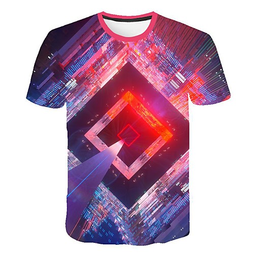 

Men's 3D Print T-shirt Daily Round Neck Rainbow / Short Sleeve