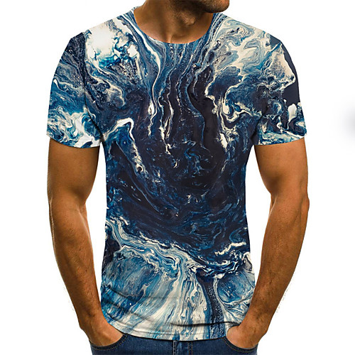 

Men's 3D Print T-shirt Daily Round Neck Blue / Short Sleeve