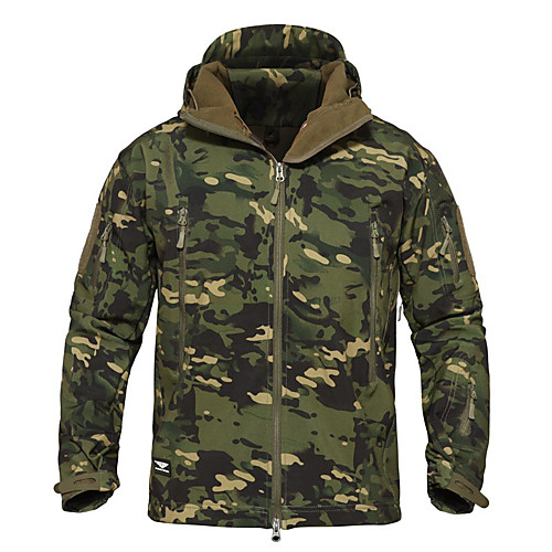 

Men's Hunting Jacket Outdoor Thermal Warm Windproof Wearproof Comfortable Spring Fall Winter Camo Terylene Camouflage Camouflage Gray