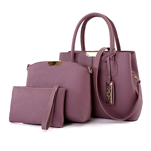 

Women's Glitter / Zipper Polyester / PU Bag Set Solid Color 3 Pcs Purse Set Black / Purple / Blue