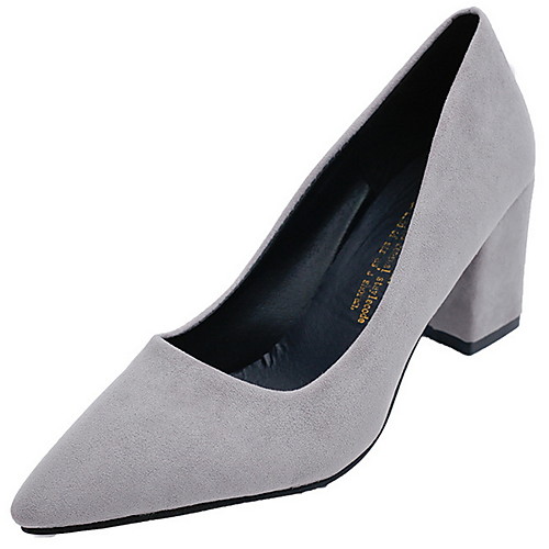 

Women's Heels Chunky Heel Pointed Toe PU Fall & Winter Black / Red / Gray