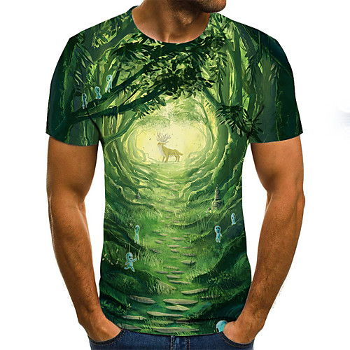 

Men's 3D Print T-shirt Daily Round Neck Green / Short Sleeve