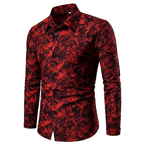 

Men's Geometric Shirt Daily White / Blue / Red / Long Sleeve