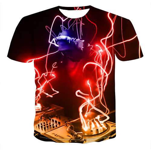 

Men's 3D Print T-shirt Daily Round Neck Rainbow / Summer / Short Sleeve