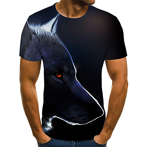 

Men's Plus Size Color Block 3D Print T-shirt Street chic Exaggerated Daily Holiday Round Neck Black / Short Sleeve / Animal