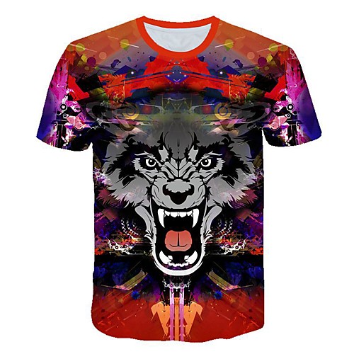

Men's 3D Print T-shirt Daily Round Neck Rainbow / Short Sleeve