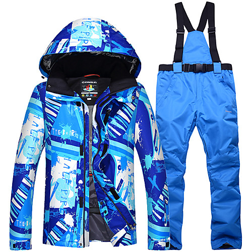 

ARCTIC QUEEN Men's Ski Jacket with Pants Camping / Hiking Winter Sports Waterproof Windproof Warm Polyester Jacket Pants / Trousers Clothing Suit Ski Wear