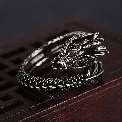 

Open Ring 3D Black Copper Silver Plated Dragon Precious Unique Design Vintage Fashion 1pc Adjustable / Men's / Adjustable Ring