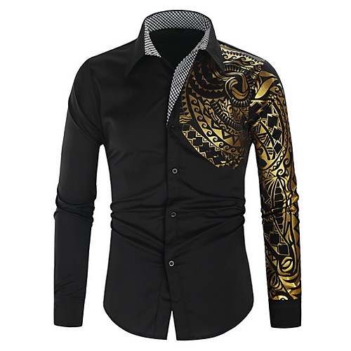 

Men's Shirt Geometric Long Sleeve Daily Tops White Black Red