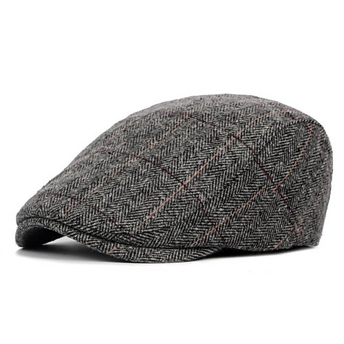 

Men's Basic Polyester Beret Hat-Striped Fall Black Brown Gray