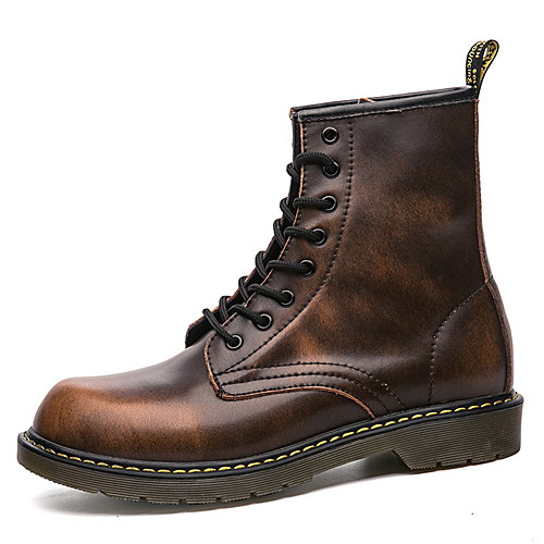 

Men's Combat Boots Cowhide Winter Boots Booties / Ankle Boots Black / Brown / Wine
