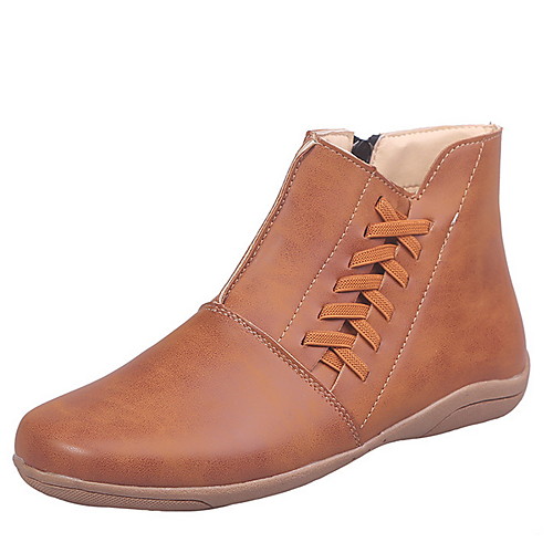 

Women's Boots Comfort Shoes Flat Heel Round Toe PU Booties / Ankle Boots Winter Black / Brown / Green