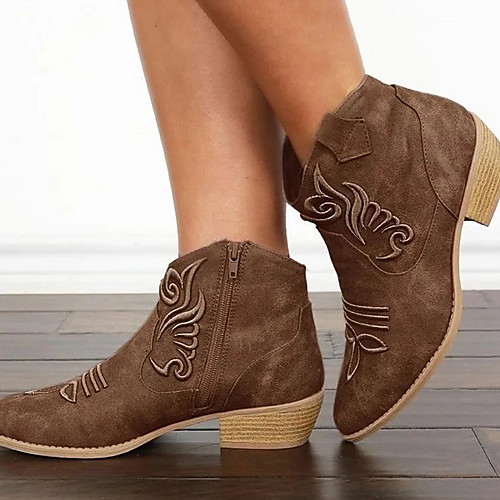 

Women's Boots Cowboy / Western Boots Flat Heel Round Toe PU Booties / Ankle Boots Fall & Winter Brown / Gray