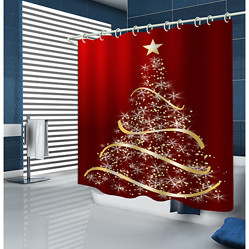 

Christmas Shower Curtains & Hooks Modern Polyester Trend Design