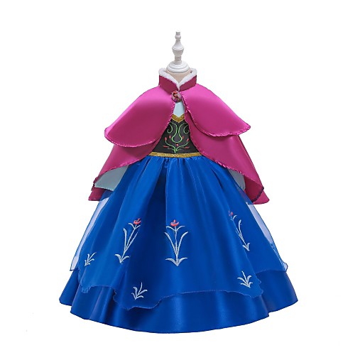 

Princess Anna Dress Masquerade Flower Girl Dress Girls' Movie Cosplay A-Line Slip Retro Vintage Cosplay Blue Ink Blue Dress Halloween Carnival Masquerade Tulle Polyester