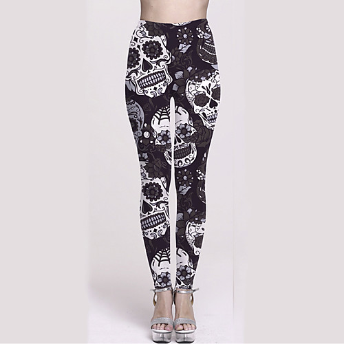 

Women's High Waist Yoga Pants Leggings Butt Lift Breathable Moisture Wicking Skull Black Purple Red Gym Workout Fitness Sports Activewear High Elasticity Skinny