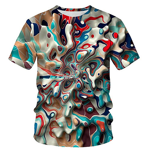 

Men's T shirt Abstract Print Short Sleeve Daily Tops Punk & Gothic Exaggerated Rainbow