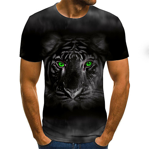 

Men's 3D Graphic Slim T-shirt Daily Round Neck Black / Short Sleeve