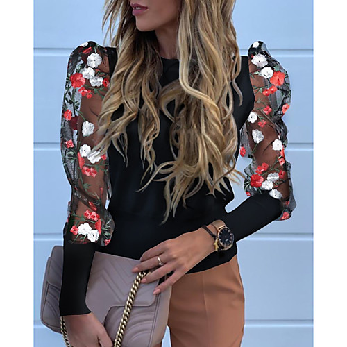

Women's Floral T-shirt Daily Black