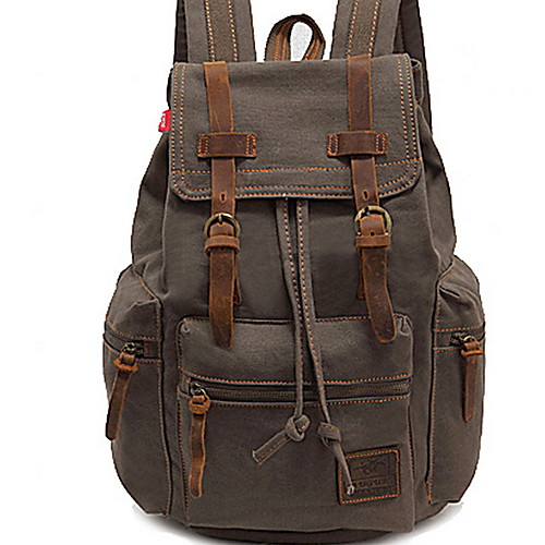 

Large Capacity Canvas Zipper Commuter Backpack Daily Black / Brown / Army Green / Men's / Fall & Winter