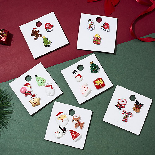 

Women's Brooches Classic Santa Suits Christmas Tree Classic Trendy Fashion Cute Colorful Brooch Jewelry Brown Green / Red Red For Christmas Gift Daily Festival / 3pcs