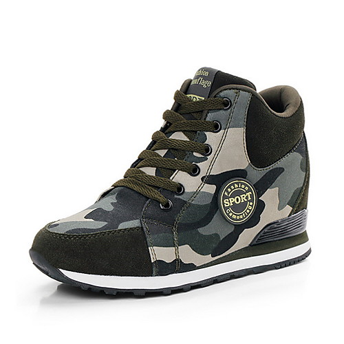 

Women's Sneakers Fall & Winter Hidden Heel Round Toe Daily Camouflage Canvas Running Shoes Green