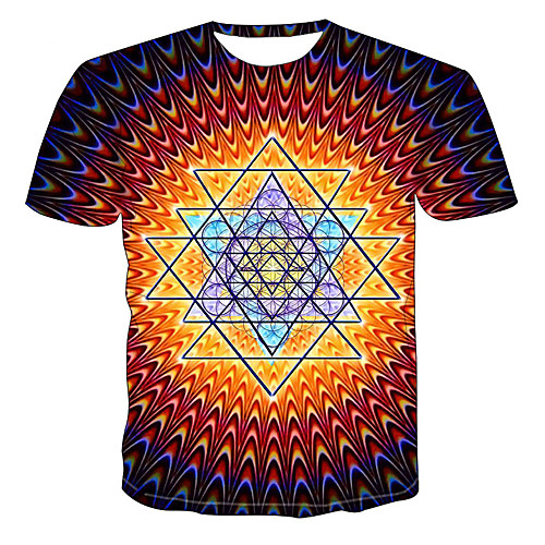 

Men's 3D Graphic T-shirt Daily Round Neck Rainbow / Short Sleeve