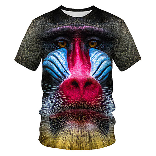 

Men's T shirt Graphic 3D Print Short Sleeve Going out Tops Streetwear Punk & Gothic Rainbow