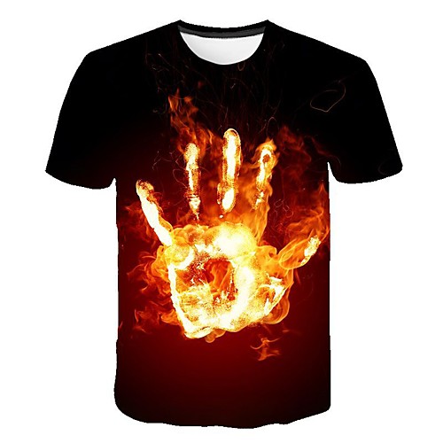 

Men's T shirt 3D Print Short Sleeve Daily Tops Red