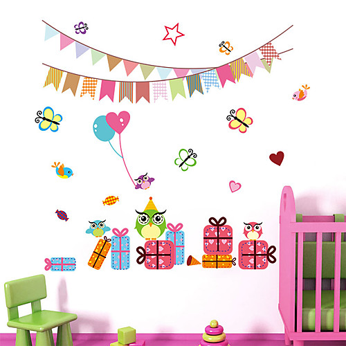 

New cute owl butterfly gift kindergarten children's room bedroom background decoration removable sticker ZY1023