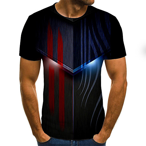 

Men's Plus Size Geometric 3D Print T-shirt Street chic Exaggerated Daily Holiday Round Neck Black / Short Sleeve