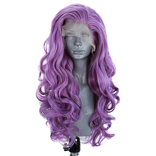 

Synthetic Lace Front Wig Wavy Side Part Lace Front Wig Long Pink Bleach Blonde#613 Green Black / Grey Purple Synthetic Hair 18-26 inch Women's Adjustable Heat Resistant Party Purple