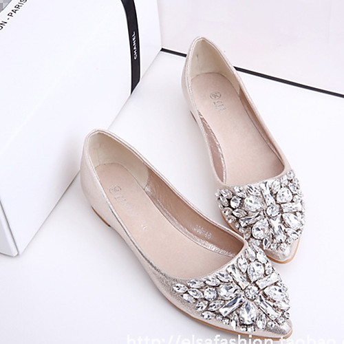 

Women's Flats Glitter Crystal Sequined Jeweled Flat Heel Pointed Toe Casual Vintage Daily Party & Evening Synthetics Crystal Sparkling Glitter Solid Colored Pink Gold Silver