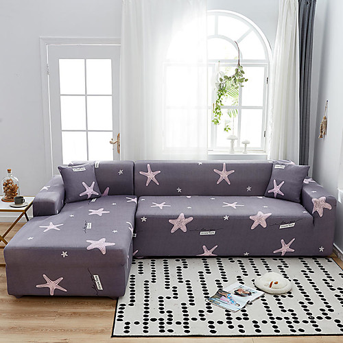 

Cartoon Starfish Print Dustproof Stretch Slipcovers Stretch L Shape Sofa Cover Super Soft Fabric Couch Cover (You will Get 1 Throw Pillow Case as free Gift)