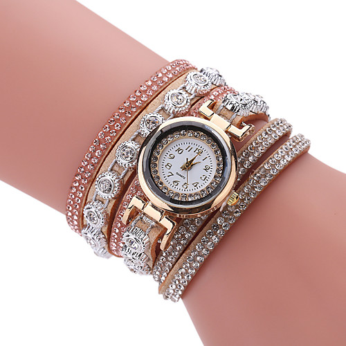 

Women's Bracelet Watch Cubic Zirconia Casual Elegant Blue Khaki PU Leather Quartz Light Brown Lace Blue Casual Watch Imitation Diamond 1 pc Analog One Year Battery Life