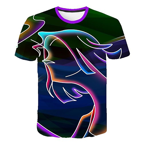 

Men's 3D Print T-shirt Daily Round Neck Blue / Short Sleeve